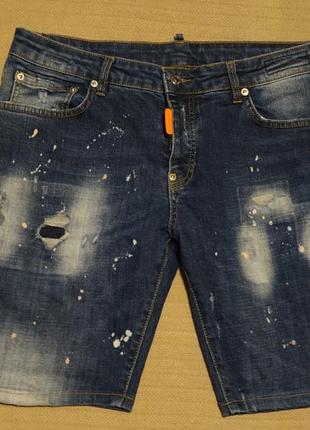 Креативные короткие джинсовые шорты с " пятнами" и потертостями my brand голландия 34  р.1 фото