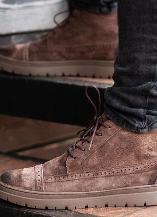 Зимние мужские ботинки с мехом south mist коричневые (черевики)