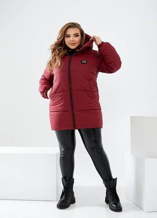 Женская теплая зимняя куртка бордового цвета 25474 n 46/483 фото