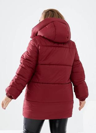 Женская теплая зимняя куртка бордового цвета 25474 n 46/484 фото