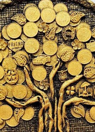 Монетное денежное дерево золотое панно5 фото
