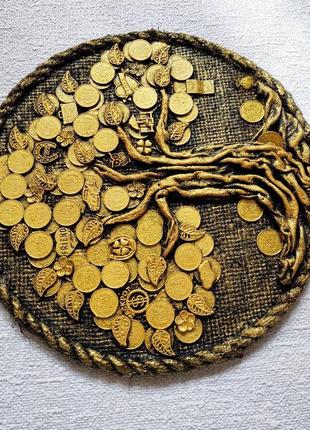 Монетное денежное дерево золотое панно2 фото