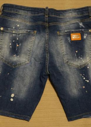 Креативные короткие джинсовые шорты с " пятнами" и потертостями my brand голландия 34  р.9 фото