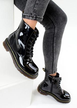 Жіночі черевики 10899 чорні еко шкіра лак1 фото