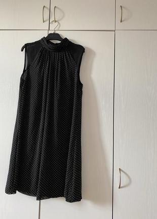 Короткое платье прямого кроя платье в горошек черного цвета р.xs1 фото
