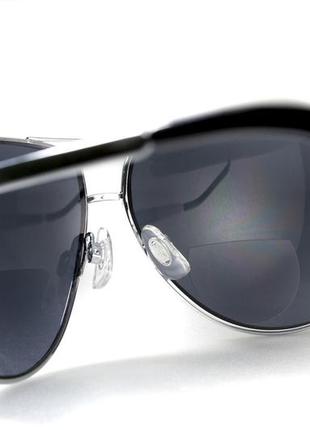 Окуляри біфокальні (захисні) global vision aviator bifocal (+2.0) (gray), чорні біфокальні лінзи в металевій оправі3 фото