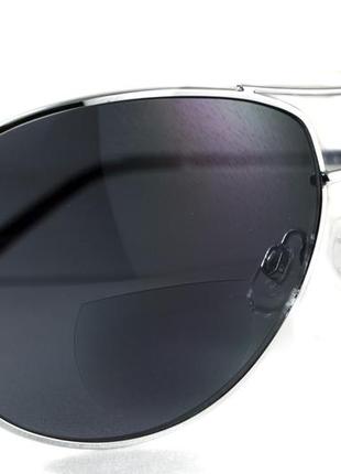 Окуляри біфокальні (захисні) global vision aviator bifocal (+2.0) (gray), чорні біфокальні лінзи в металевій оправі2 фото