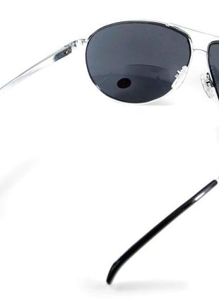 Окуляри біфокальні (захисні) global vision aviator bifocal (+2.0) (gray), чорні біфокальні лінзи в металевій оправі10 фото