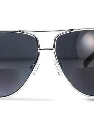 Окуляри біфокальні (захисні) global vision aviator bifocal (+2.0) (gray), чорні біфокальні лінзи в металевій оправі9 фото