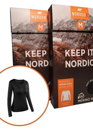 Термобелье nordsox ladies undershirt black 50% wool - 50% pes верх m