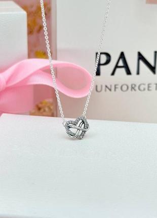 Серебряное ожерелье pandora «блестящее сердце бесконечности»