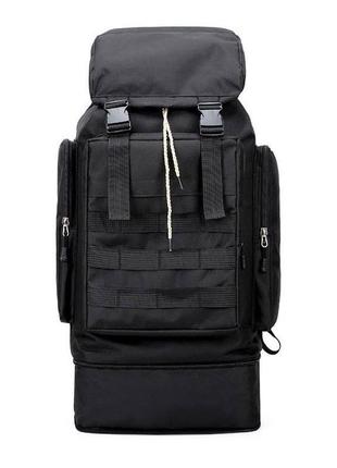 Рюкзак тактический черный 4в1 70 л водонепроницаемый туристический рюкзак. цвет: черный2 фото