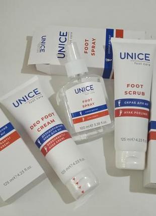 Набір для ніг (крем, скраб, спрей) 125/125/100мл unice foot care