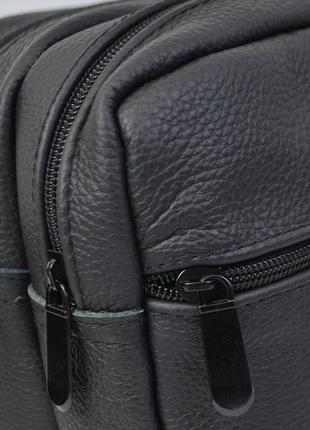 Сумка мессенджер из натуральной кожи, мужская большая сумка на 4 кармана с черной молнией5 фото