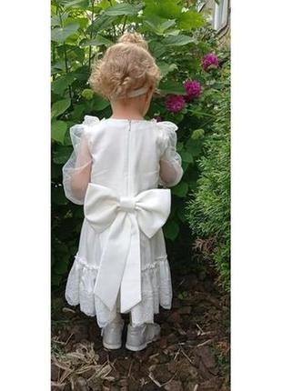 Детское нарядное белое платье для крещения, детское кружевное платье для праздника.3 фото