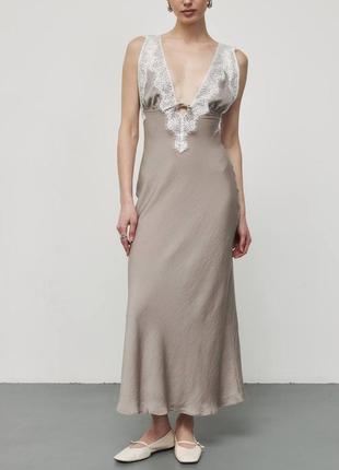 Платье комбинация шелк сатин с кружевом 🤍 премиум коллекция 🇺🇦6 фото
