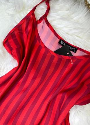 Червона шовкова піжама на літо в стилі vs вікторія сікрет в смужку майка шорти красная сатин шовк3 фото