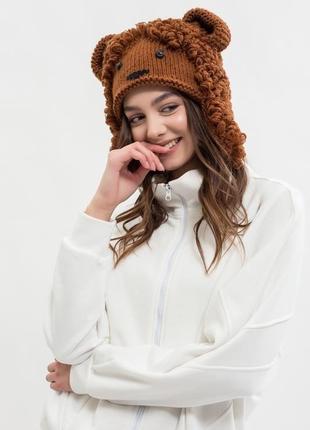 Весела шапка зимова "ведмедик"2 фото