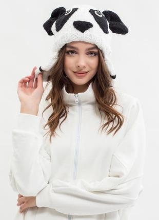 Веселая шапка "панда" для взрослых и детей