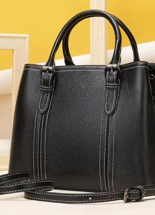 Сумка женская кожаная стильная повседневная короткие ручки ремешок на плечо