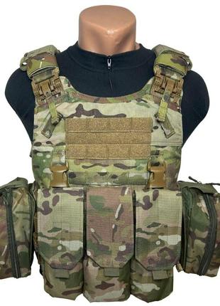 Плитоноска warrior assault systems quad release carrier  (multicam) (р.l) з підсумками ак 7,62 (5 з)