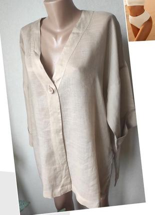 Льняная блуза туника накидка.masai1 фото
