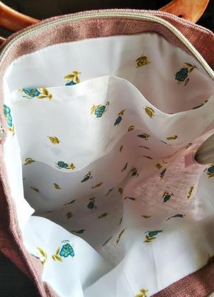 Эксклюзивная льняная сумка с ручной росписью маками4 фото