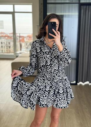 Трендова сукня вільного крою чорно-бiлого кольору 26979 rs s
