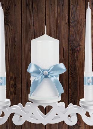 Набір садебных свічок "сімейне вогнище", блакитний колір, арт. cand-181 фото
