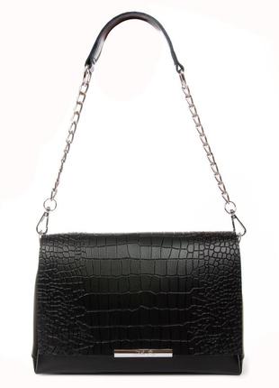 Женская сумка кроссбоди из натуральной кожи alex rai 9717 черная3 фото