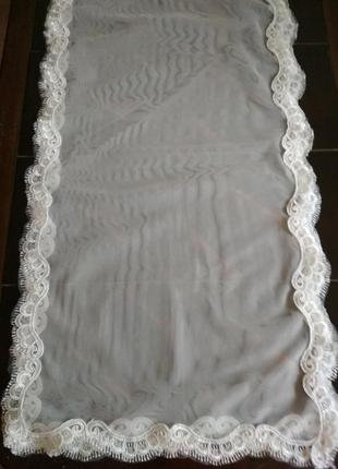 Распродажа, шарф церковный, на крещение, венчание, женский, фатиновый, 45х160 см, цвет белый3 фото