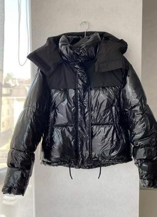 Zara puffer jacket чёрная куртка зара оригинал l пуффер