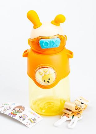 Бутылка для воды детская rabbit 700 мл с крышкой на кнопке и ремешком