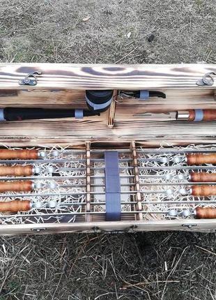 Набор 8 шампуров "master"+ набор из 8 аксессуаров в деревянном кейсе (730х15х3 мм)8 фото