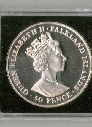 Фолклендские острова 50 пенсов, 2002 смерть королевы елизаветы, королевы-матери2 фото