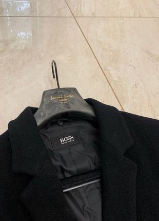 Мужское пальто hugo boss черное шерстяное длинное4 фото