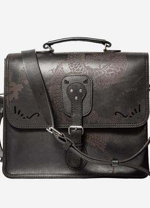 Чорний портфель iggy dragon black briefcase з ремінної 4 мм шкіри бика