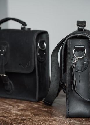 Чорний портфель iggy dragon black briefcase з ремінної 4 мм шкіри бика8 фото