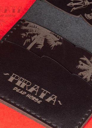 Чорний кардхолдер debbie pirata black cardholder з натуральної шкіри.5 фото