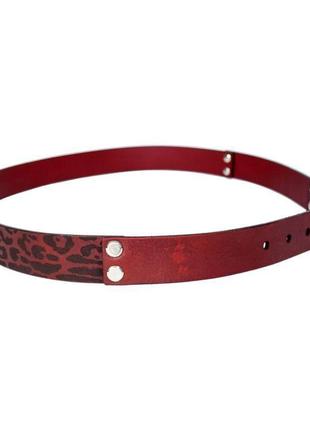 Червоний ремінь leo red medium belt зі шкіри рослинного дублення3 фото