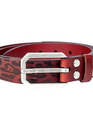 Червоний ремінь leo red medium belt зі шкіри рослинного дублення1 фото