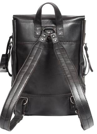 Черный рюкзак creedence black backpack из кожи4 фото