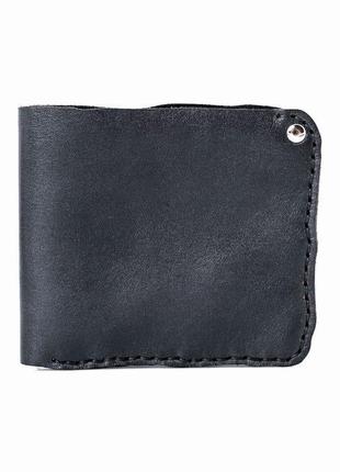 Черное кожаное портмоне bitten black medium wallet1 фото