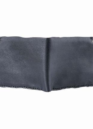 Черное кожаное портмоне bitten black medium wallet2 фото