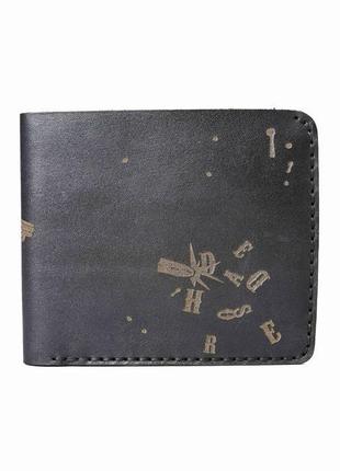 Черный кошелек gun black medium wallet из натуральной кожи1 фото