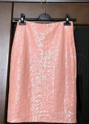 Брендовая нарядная юбка карандаш h&m паетки этикетка1 фото