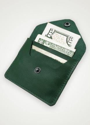 Кожаный кошелек, зеленый кошелек, подарки подруге на др | nota holysaints2 фото