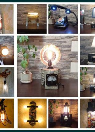 Бра на деревянной основе в стиле лофт на 2 лампочки с регулировкой освещения на 3 положения.7 фото
