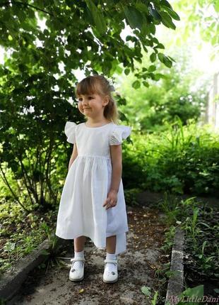 Біле лляне плаття 100% льон1 фото