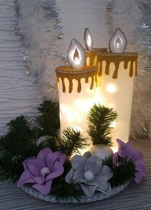 Новогодние свечи, новогодний декоративный светильник.